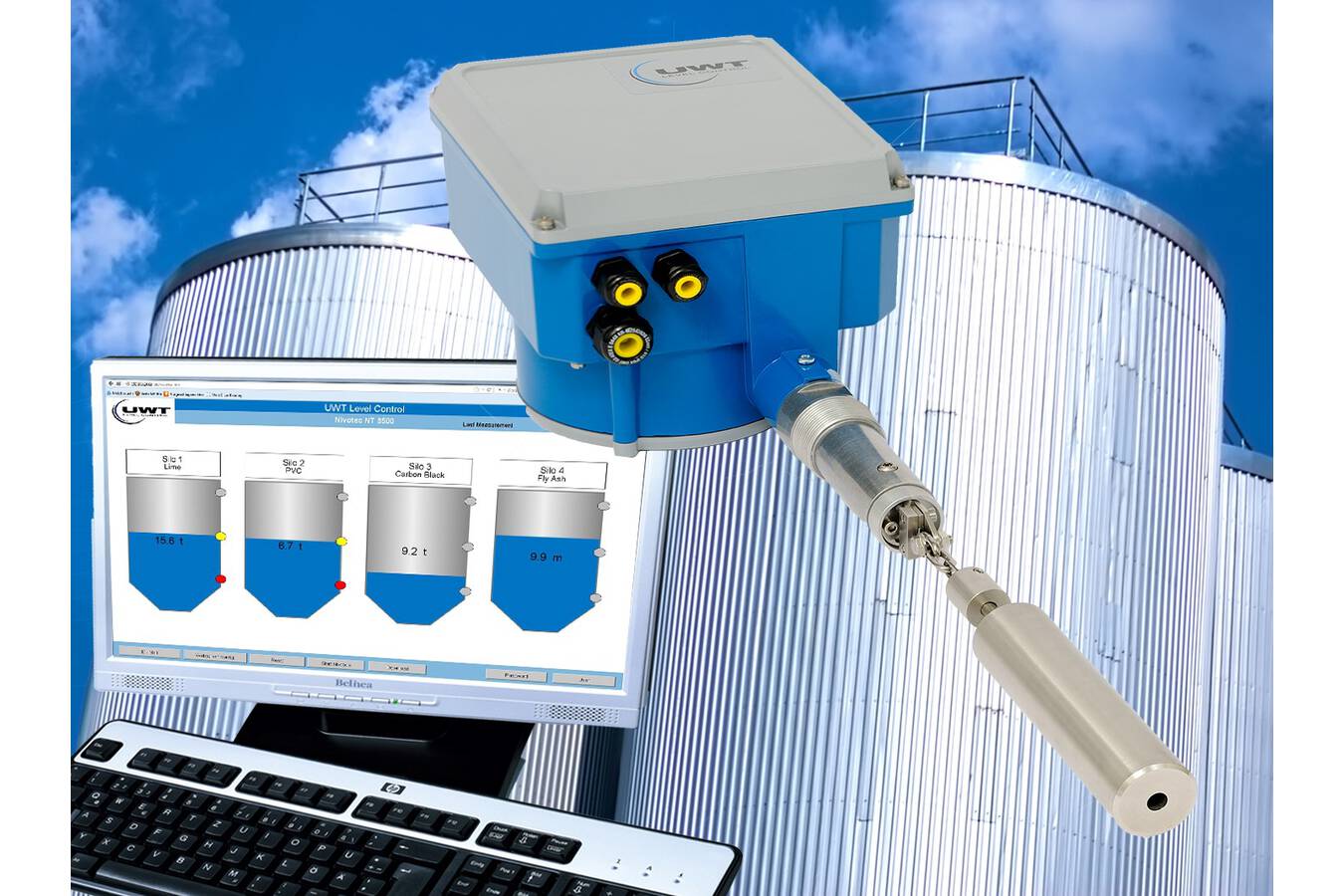 Füllstandsmessung und Überwachung in Kunststoffrohstoffen Messtechnologie Rotonivo® und NivoBob® kombiniert mit Datenvisualisierung NivoTec®