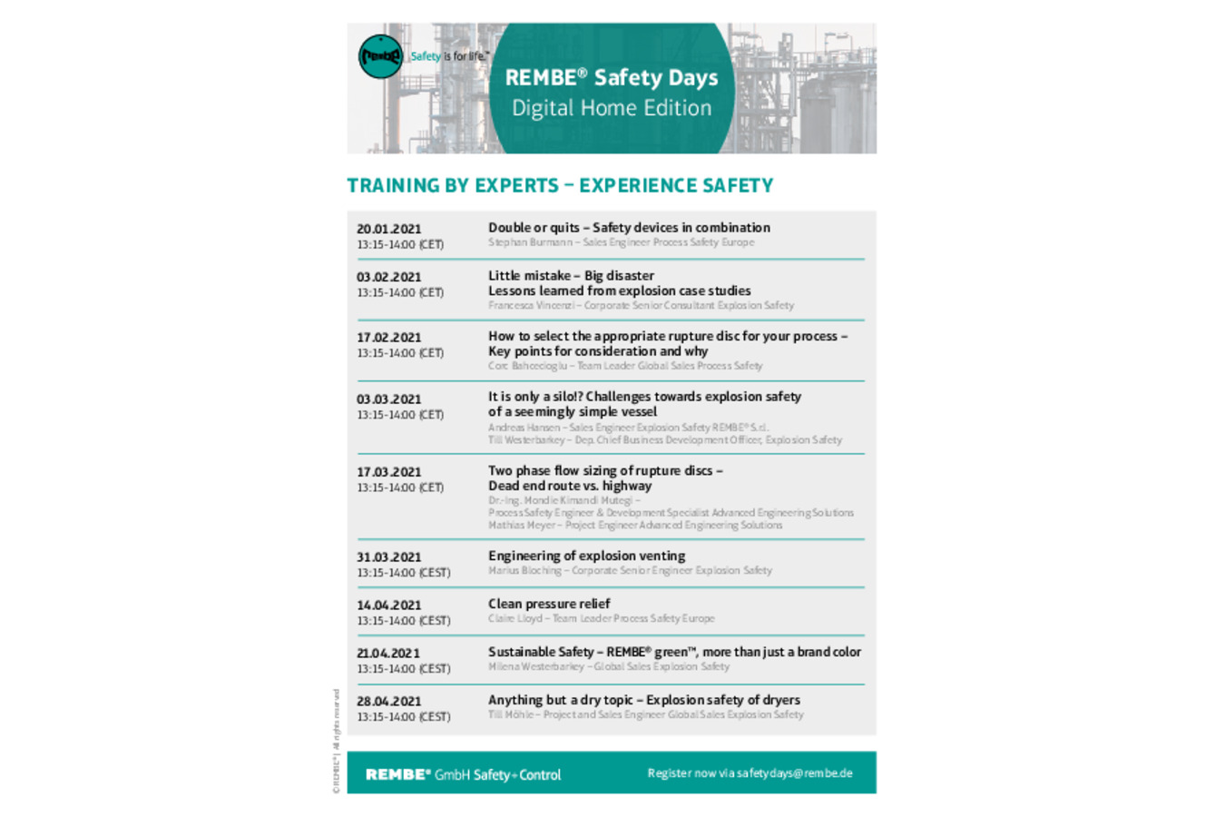REMBE Safety Days REMBE Safety Days Digital Home Edition – Erfolgsevent wird per Videokonferenz fortgesetzt