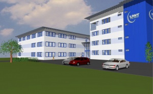 Neubau eines Produktions- und Bürogebäudes für die UWT GmbH Spatenstich am 10 Juli 2008