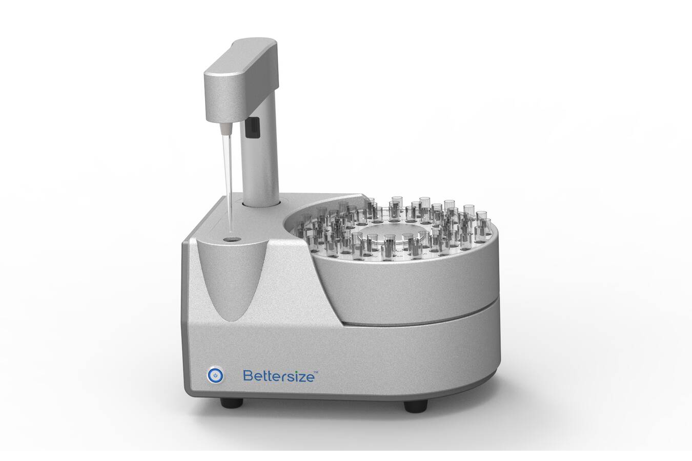 Partikelgrößenanalyse - sparen Sie Zeit mit dem Autosampler Der neue Autosampler von Bettersize dosiert vollautomatisch bis zu 60 Proben, egal ob in Form eines Pulvers oder als vordispergierte, flüssige Dispersion.