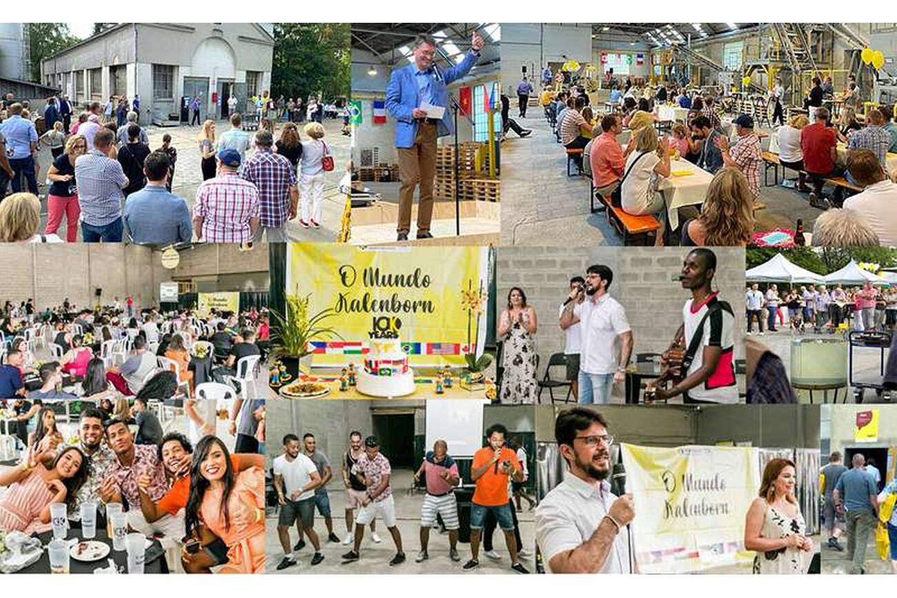 Kalenborn Deutschland und Brasilien feierten 100 Jahre Kalenborn Kalenborn feierte ein Jubiläumsfest in Vettelschoß, Deutschland und in Vespasiano/MG, Brasilien für Mitarbeiter mit ihren Familien und weiteren Gästen.