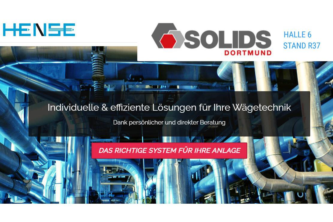 Hense Wägetechnik auf der SOLIDS in Dortmund, Halle 6, Stand R37 