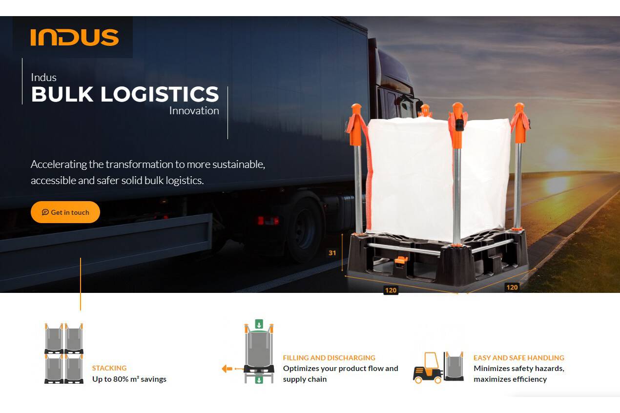 Optimierung der Verwendung von Big Bags in Lagerung und Produktion The Indus Neva is an all-in-one solution, designed for easy filling, safe internal and external transport, efficient stacked storage and emptying of big bags.