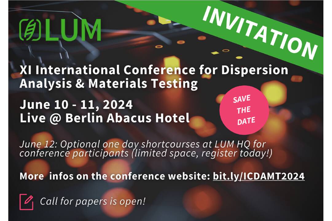 Internationale Konferenz (ICDAMT) 2024 - Call for Papers International Conference for Dispersion Analysis & Materials Testing
2024 – Call for Papers