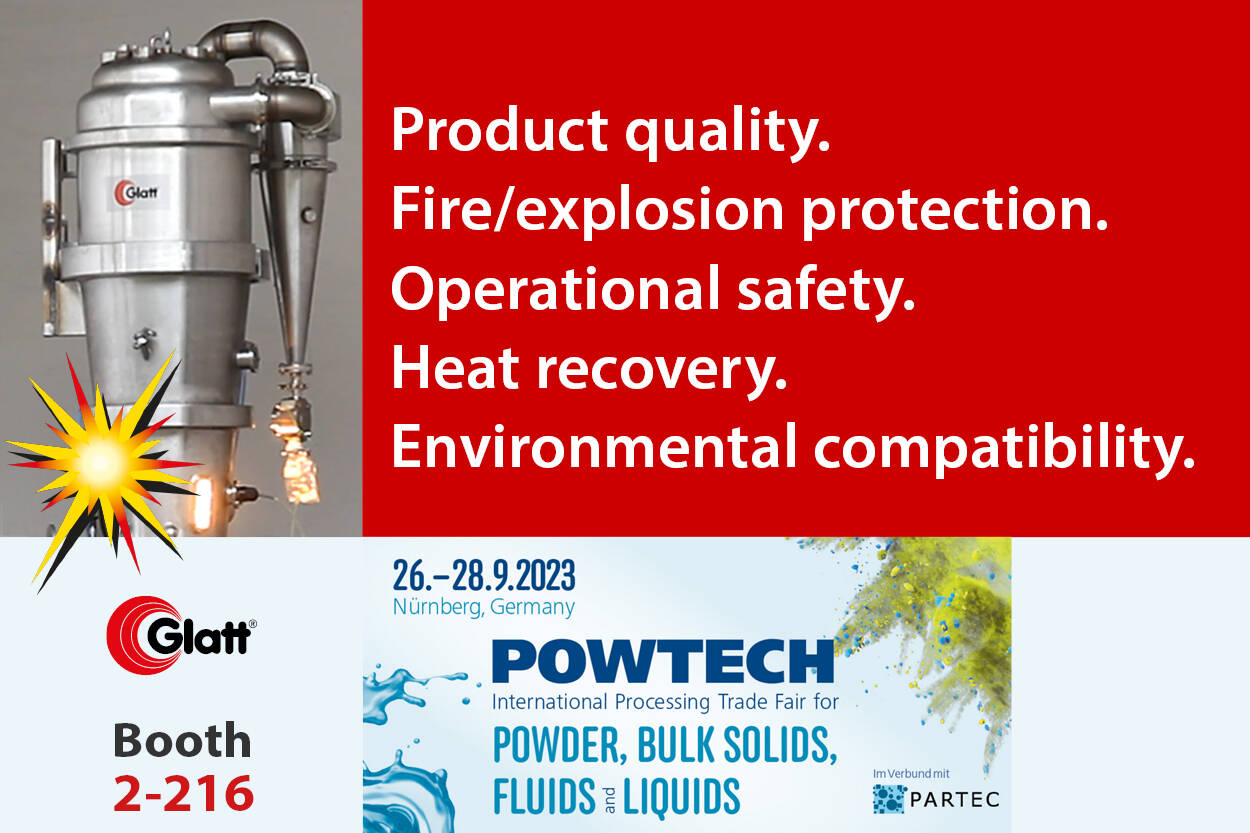 Prozessanlagen sicher planen und betreiben Powtech Nürnberg, Stand 2-216: Glatt stellt Kompetenz für Hygienic Design, reibungslose Prozesse und Arbeitsschutz in den Mittelpunkt