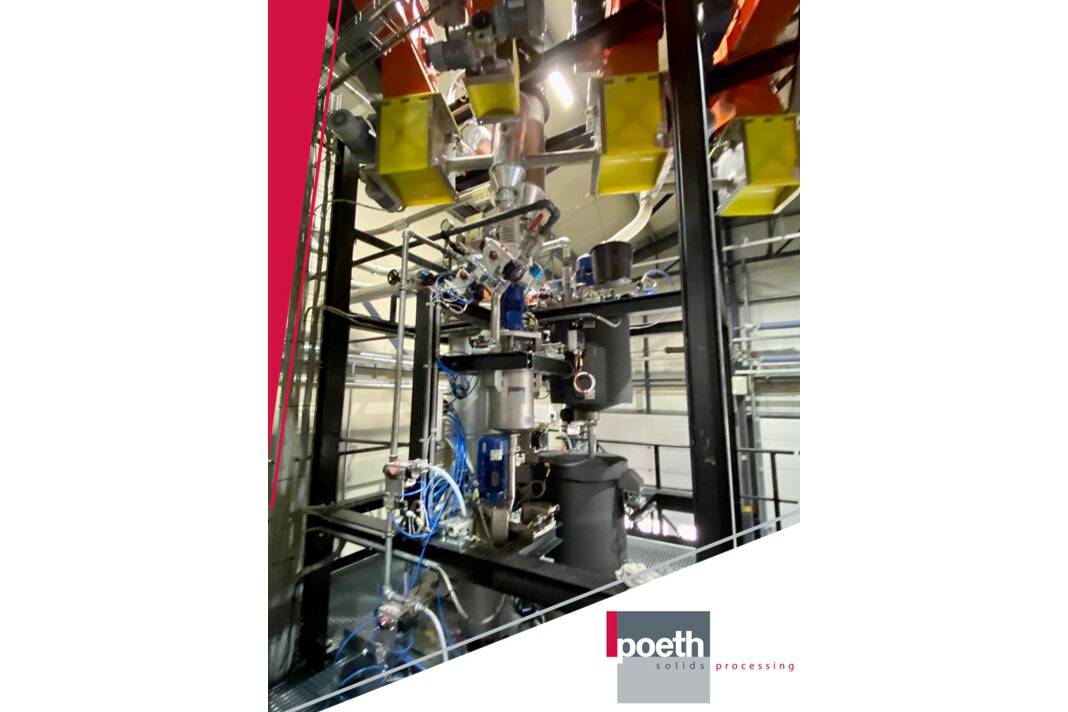 Poeth Mischanlage mit Flussigkeitsdosierung für die Chemieindustrie Für einen Kunden aus der chemischen Industrie hat das Team von Poeth gerade eine schlüsselfertige Mischanlage geliefert .