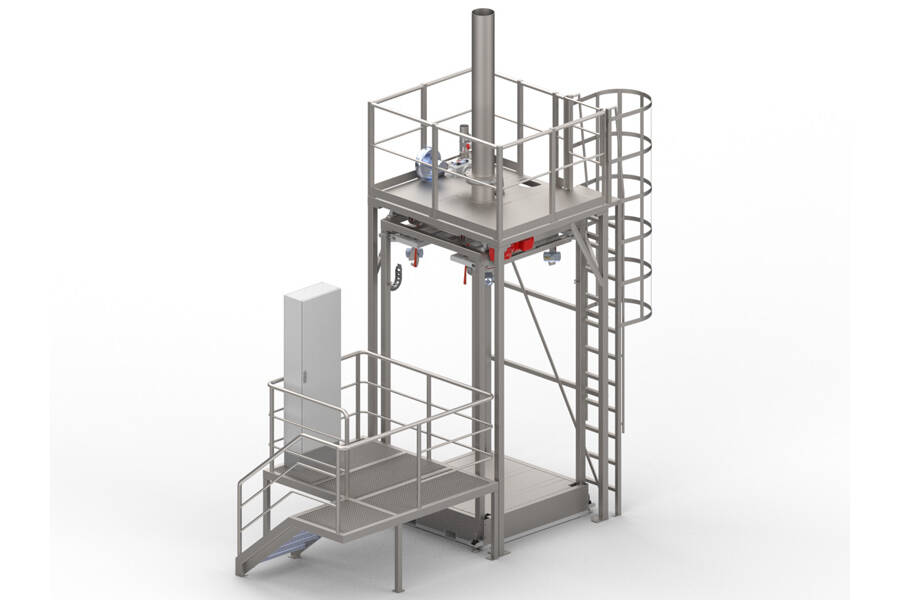 Optionales Equipment zur Big Bag light Die Big-Bag light ist die einfache Anwendung für die Big-Bag und Oktabinbefüllung. Automatische, eichfähige Befüllung, manuelles Anhängen des Gebindes, manuelle Gebindeentnahme.