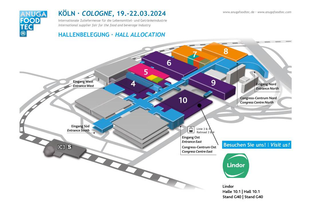 Besuchen Sie Lindor auf der ANUGA Köln, Halle 10.1, Stand G40  
