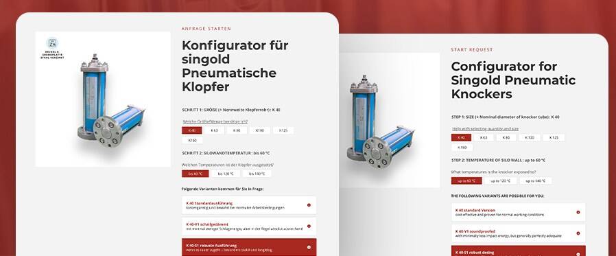 Innovativer Online-Konfigurator zur Auswahl des geeigneten Klopfers Innovativer Online-Konfigurator zur Auswahl des geeigneten Klopfers