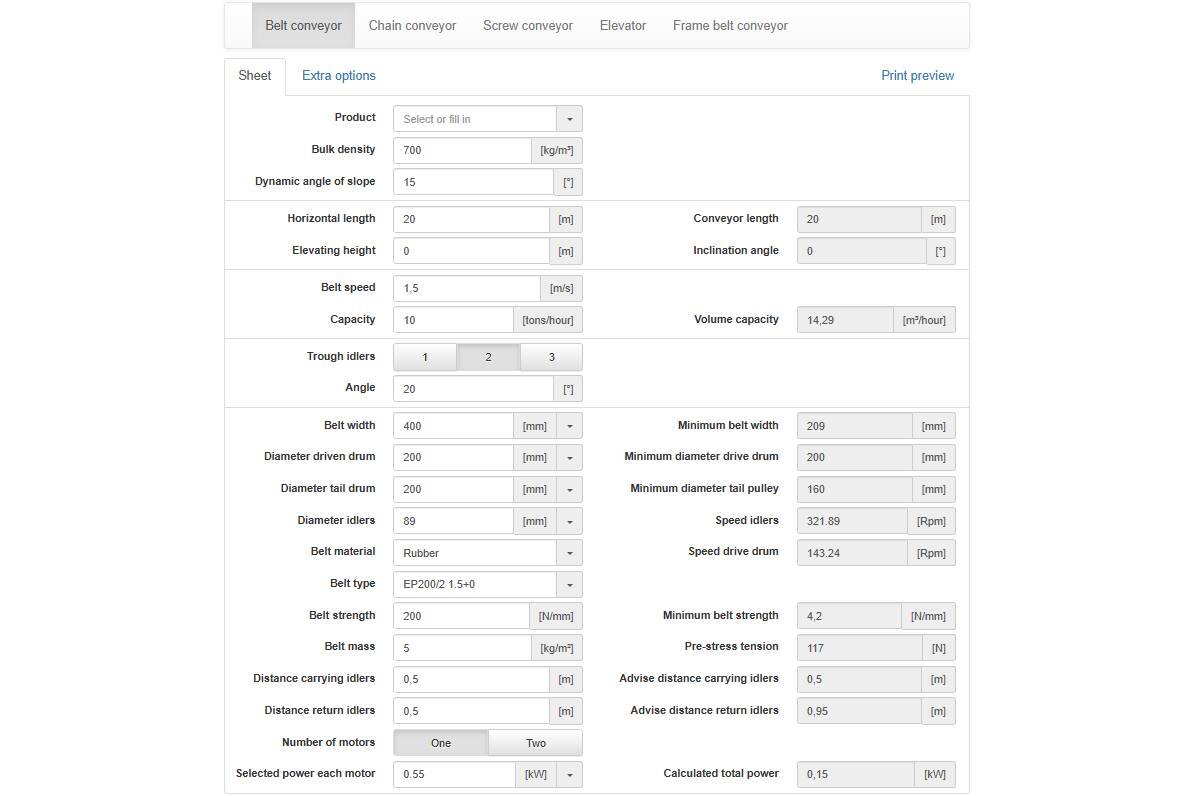 Berechnungen Fördertechnik Mit dem Schüttgutförderer-Berechnungsprogramm von Jansen&Heuning können Sie Ihren Bedarf in Sekundenschnelle berechnen - effizient, genau und ohne Komplexität.