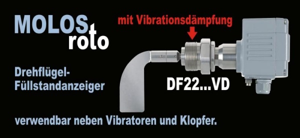 Füllstandsmessung trotz starker Vibrationen mit MOLOSroto Zusatzoption „Vibrationsdämpfung“ für MOLOSroto Füllstandanzeiger von MOLLET