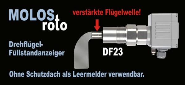 Füllstandsmessung unter tonnenschwerer Last mit MOLOSroto MOLOSroto Drehflügelmelder von MOLLET Füllstandtechnik mit verstärkter Welle
