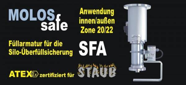 MOLOSsafe - Sicherheit mit Silo-Überfüllsicherung Maximale Sicherheit für pneumatisch befüllbare Siloanlagen mit der Silo-Füllarmatur SFA