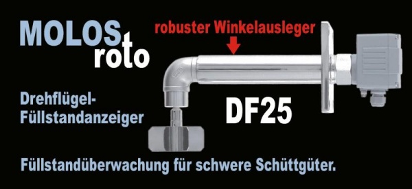 Robuster MOLOSroto DF25  Drehflügelmelder als Füllstandsanzeiger mit robustem Winkelausleger