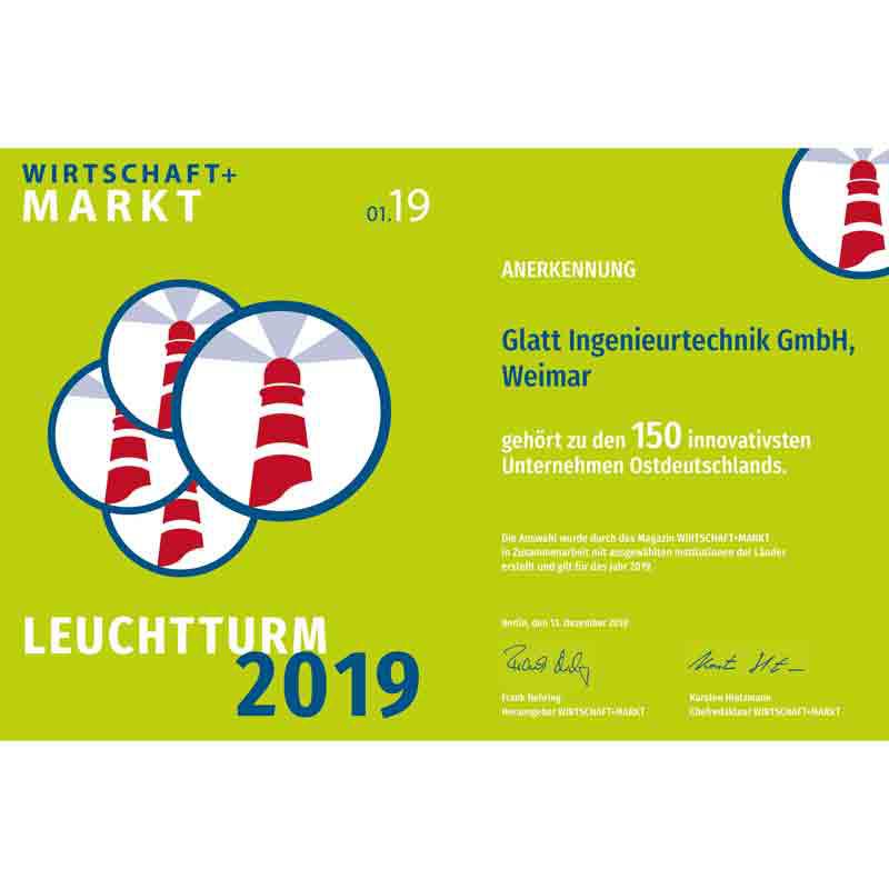 Leuchttürme im Osten Deutschlands Glatt Ingenieurtechnik GmbH gehört zu den 150 innovativsten Unternehmen Ostdeutschlands