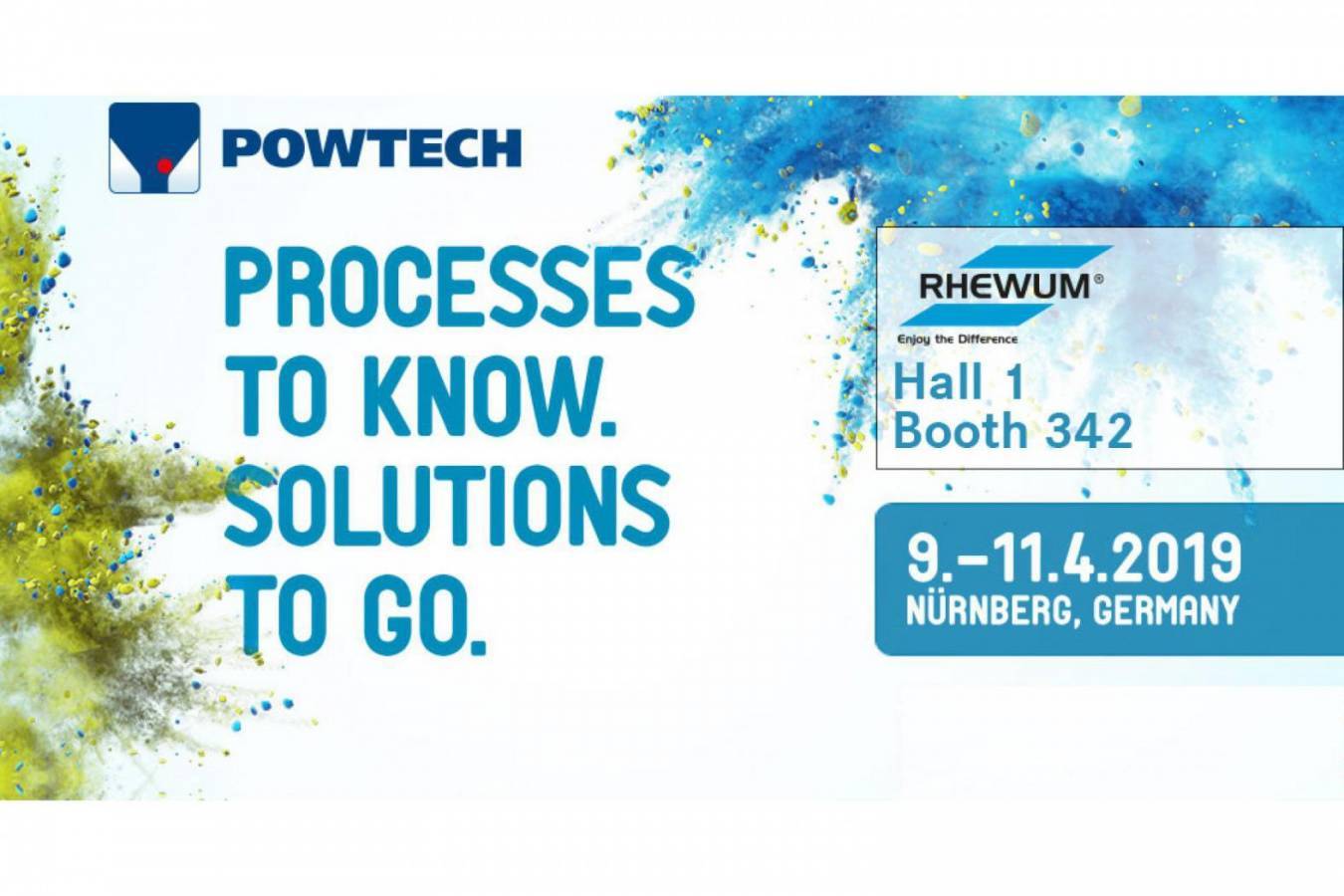 RHEWUM mit neuem Auftritt bei der POWTECH 2019 Besuchen Sie uns wie gewohnt in Halle 1, Stand 342.