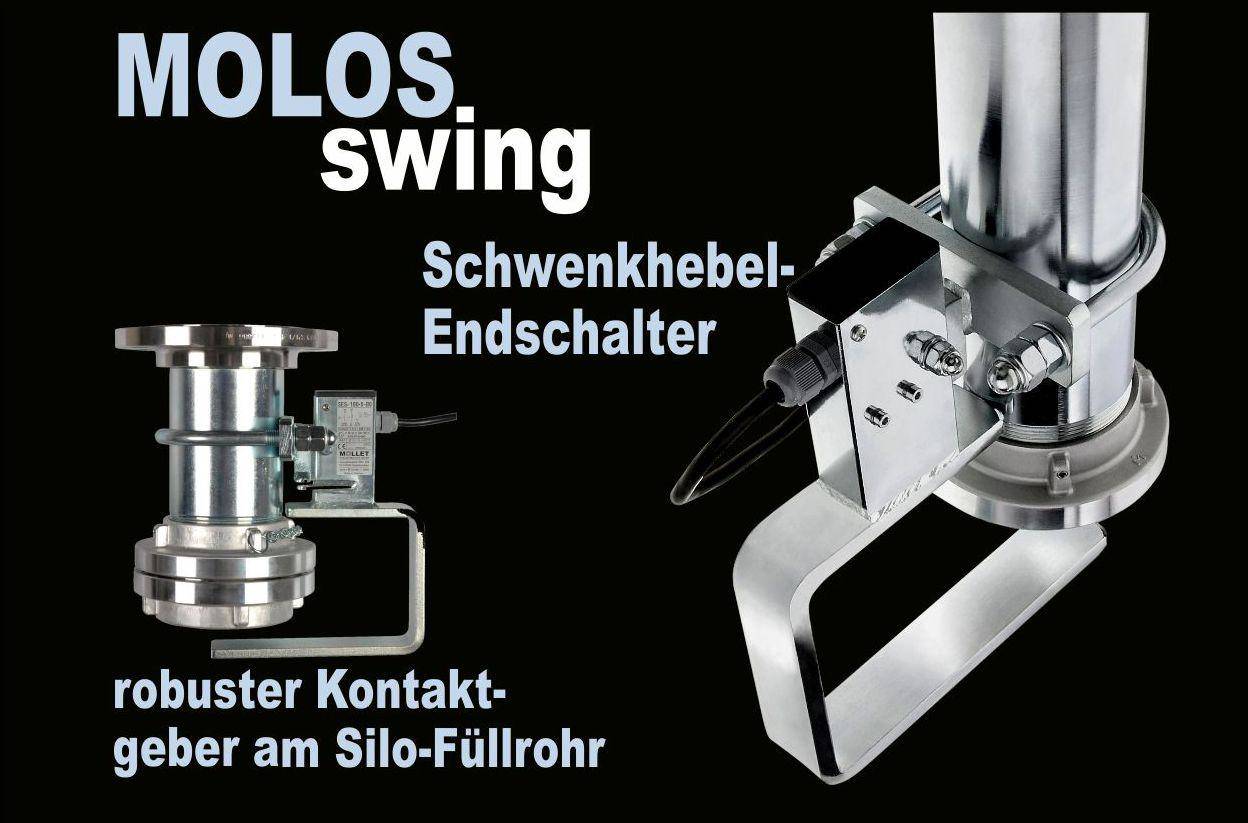 Robuste Kupplungsüberwachung Schwenkhebel als Kontaktgeber am Silofüllrohr