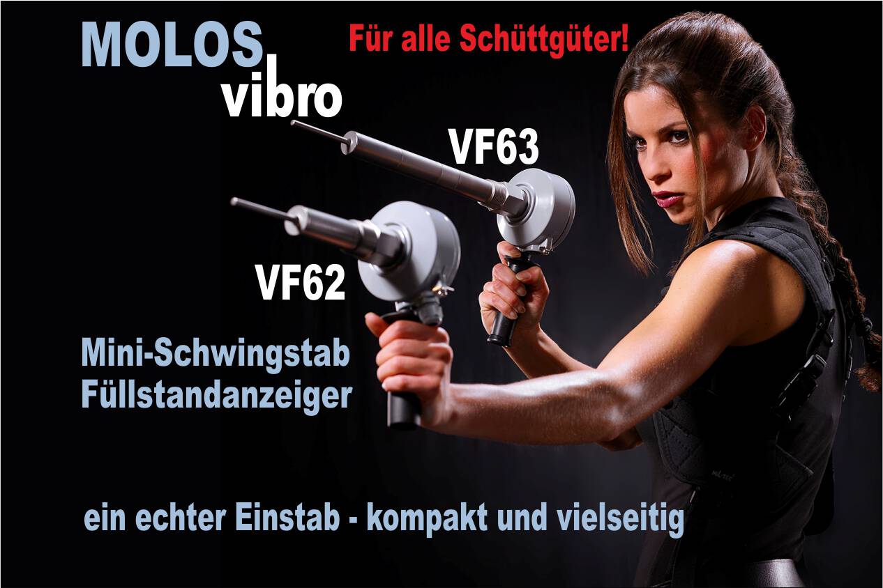MOLOSvibro V6. für alle Schüttgüter Mini-Schwingstab Füllstandanzeiger auch bei begrenztem Einbauraum