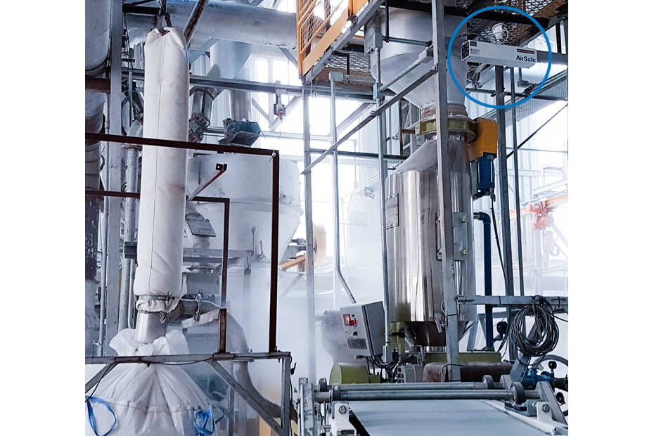Staubüberwachung zur Vermeidung eines ATEX-Bereichs Messung von PVC-Staub mit AirSafe 2