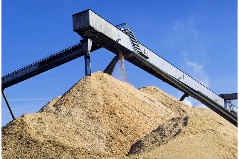 Durchsatz von Holzhackschnitzeln oder Rinden 