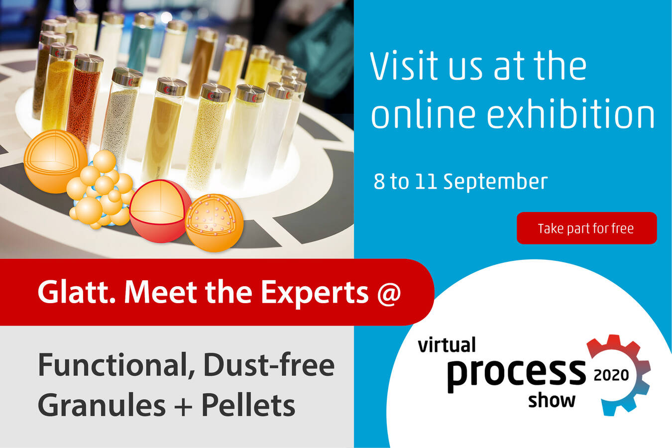 Trocknung und Granulation von Flüssigkeiten in einem Prozessschritt Glatt Wirbelschicht- und Strahlschicht Prozesse @ Virtual Process Show 8-11- September 2020