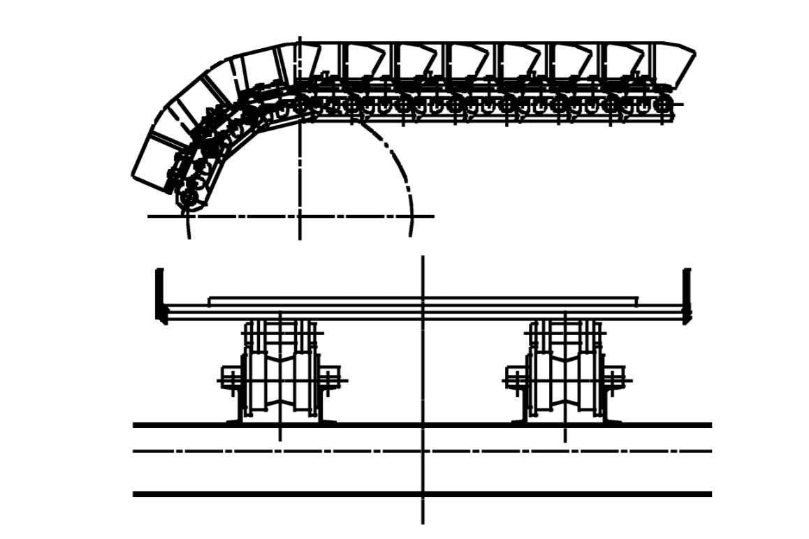 Abb.17 Buckelplattenband mit festen Laufrollen Abb.17 Buckelplattenband mit festen Laufrollen