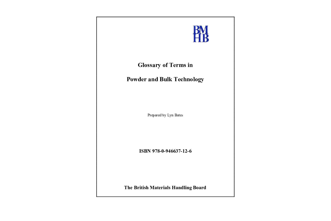 Glossary of Terms in Powder and Bulk Technology  